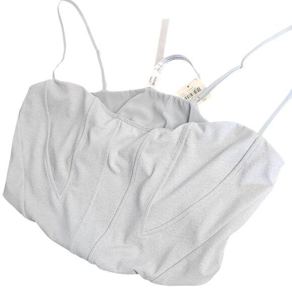 Anthropologie Knit Corset Crop Top, Stretch, Grey Heathered Size Large, NWT - Picture 5 of 8